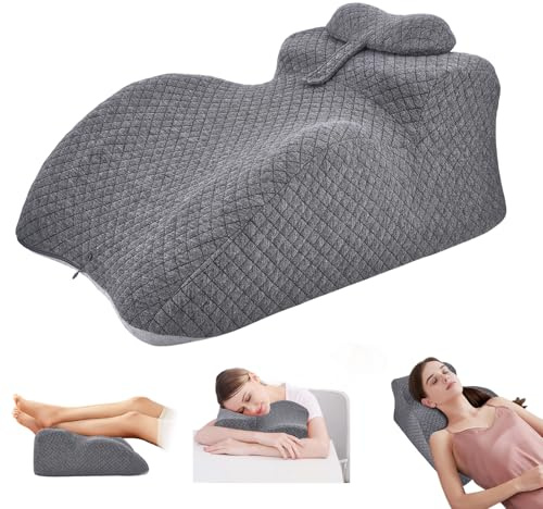 Strixorn Cojín de cuña para cama y sofá, cojín de lectura de espuma de memoria, cojín ergonómico para espalda, cuello, piernas, cojín de reflujo con funda lavable para cama, sofá, sentarse, dormir