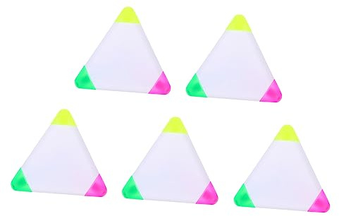 Mikikit Rotuladores Fluorescentes Triangulares 5 Pcs Subrayadores Colores Brillantes para Oficina y Escuela, Diseño Ergonómico Fácil de Transportar para Estudiantes