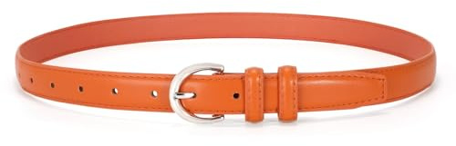 VONMELLI Women's Leather Belt For Jeans Dresses Adjustable Vintage Waist Belts For Women Fashion Leather Belt Classic Ladies Belts With Single Prong Buckle Orange L