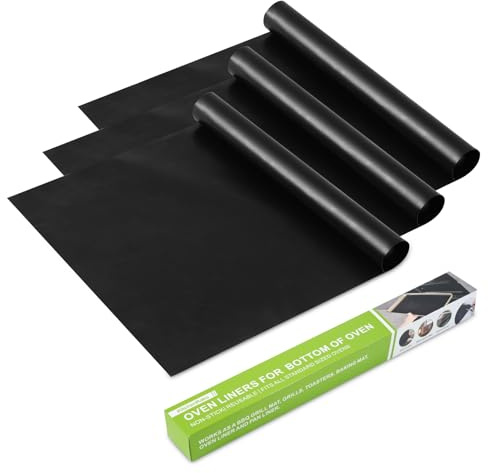 3 Piezas Hoja de Revestimiento de Horno 63.5x40.5 cm - Protectores de Horno Resistentes, Antiadherentes y Reutilizables Grandes para la Parte Inferior de los Hornos