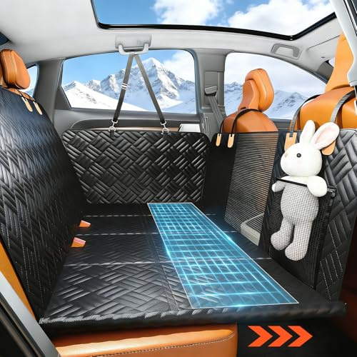 Kottwca Back Seat Extender for Dogs, Car Seat Cover with Hard Bottom - Supports 330lb, Waterproof Car Dog Hammock Nonslip BackSeat Cover, Foldable Rear Seat Protector for Truck SUV