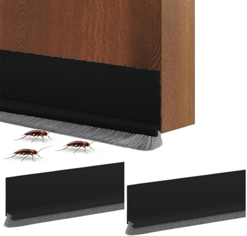 Omnikryp 3 Piezas 100cm Junta de Cepillo para Puerta, Burlete Bajo Puerta, Autoadhesivo para Burlete, Sella contra Polvo, Viento, Ruido, Insectos y Agua
