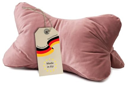 liebling Samt Lesekissen für Bett und Sofa, Bücherkissen, Lesehilfe, 40x25 cm, Leseknochen, Serie Nevada, 100% Polyester, waschbar, Altrosa