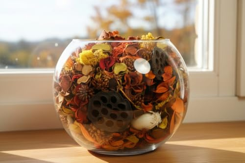 Homestreet Glasvase im Fischglas-Design mit Potpourri, komplettes Geschenk oder Heimdekoration, verpackt in Zellophan mit Schleife, 11 verschiedene Farben und Düfte von (CITRUS)