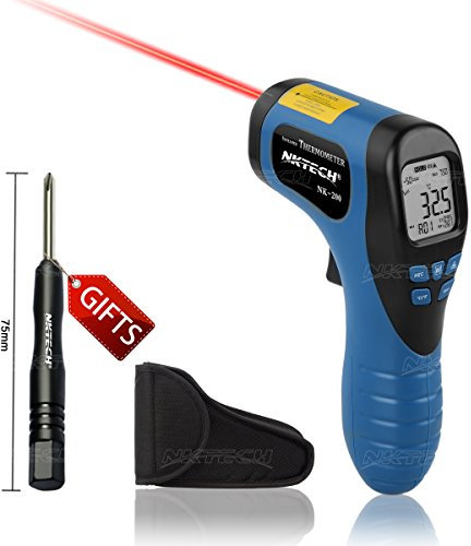 NKTECH NK-200 Infrared Thermometer Temperature Gun Kitchen Gifts Digital Laser IR Guns Measure -50℃ to 750℃ or -58 to 1382°F LCD Back-light Color Measurement Meter (Blue)