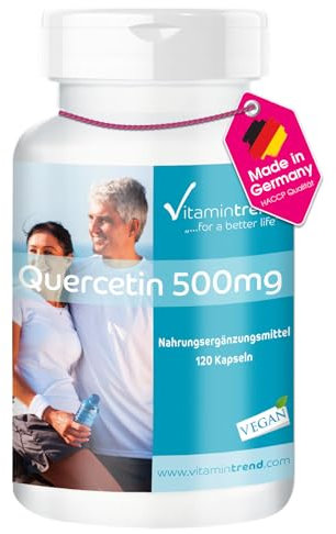 Vitamintrend Quercetin 500mg, 120 Kapseln, hochdosiert, Nahrungsergänzungsmittel vegan ohne Magnesiumstearat, in Deutschland hergestellt