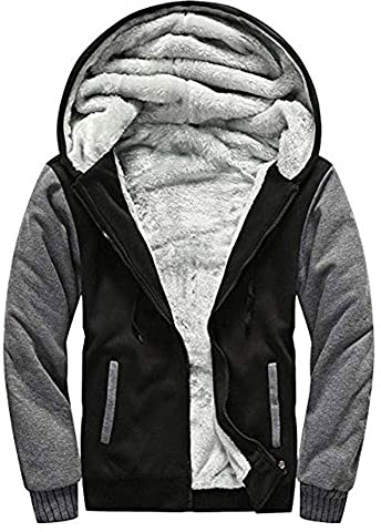 LBL Men's Hoodies Full Zip Up Fleece Jacket Casual Hooded Sweatshirt Plus Size Winter Warm Coat with Pockets