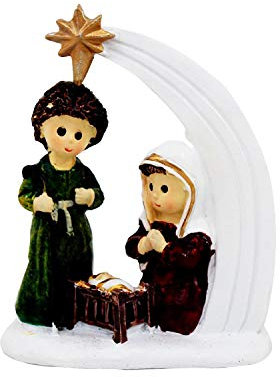 Heilige Familie mit Stern Mini, kleine Weihnachtsdeko, Krippenfiguren, Figuren für Krippen, 6Bx7H x 3T