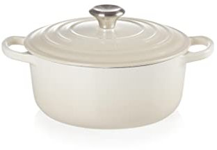 Le Creuset Evolution Cocotte de hierro fundido con tapa, Redonda, Pomo de acero inoxidable, ⌀ 20 cm, 2,4 L, Beige Merengue,21177207164430