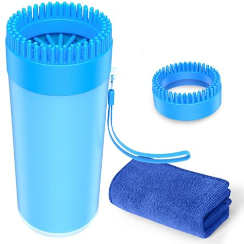 CHOOSEEN Dog Cleaner Dog Brush 2 in 1 Dog Paw Cleaner Dog Grooming Dog Cleaning Dog Foot Washer for Dog Cat,Blue