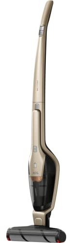 AEG QX8-1-45SM Aspiradora Escoba Sin Cable y de Mano Sin Bolsa, hasta 45 Minutos, 2 Velocidades, Cepillo Motorizado Efecto Abrillantador, Función Parking, Depósito 0.5L, Dorado