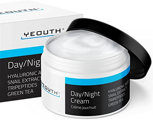 YEOUTH Crema Hidratante Facial Día Noche con Ácido Hialurónico, Mucina de Caracol y Tripéptido de Cobre, Crema Hidratante Facial Mujer y Hombres, Skin Care Sin Fragancia 60g