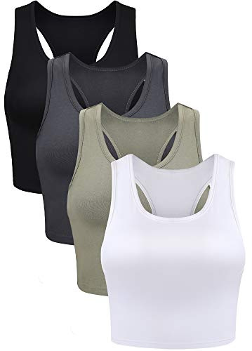 BOAO 4 Canottiere basiche da Donna Senza Maniche Top Corto con Schiena Scoperta per Donna, M