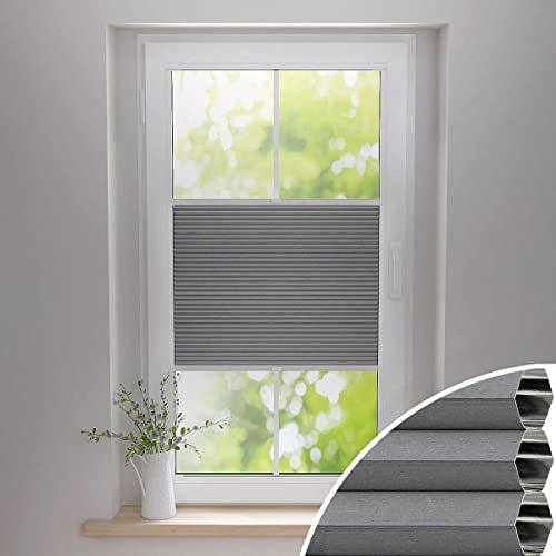 Gardinen21 Thermo Wabenplissee zum Kleben | Waben Plissee im Wunschmaß | Maßgefertigt für Türen & Fenster | Sonnenschutz, Sichtschutz, Schallschutz, 100% Verdunkelung