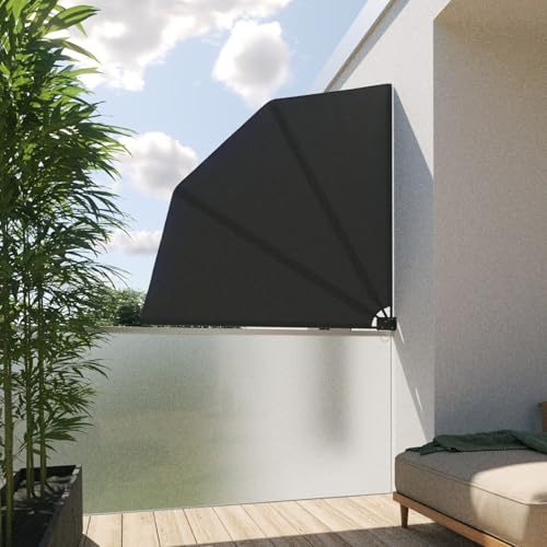 Balkonfächer Sichtschutz Sonnenschutz Balkonsichtschutz Balkonmarkise Trennwand mit Wandhalterung, Farbe:anthrazit, Größe:140 x 140 cm