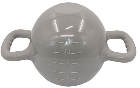 Tragbare Yoga Fitness Kesselglocke Weibliche Wassergefüllte Kettlebells Verstellbare Gewichtsübungsgeräte Pilates Shaping Hantel mit Binauralem Griff,Gray