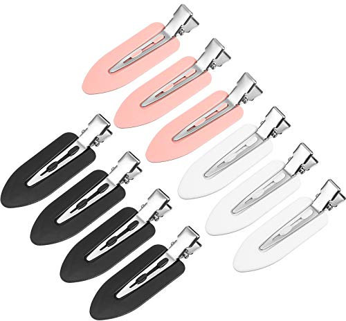 10 Stücke Keine Knitter Haarklammer Keine Biegung Haarspange Haarspange Locken Nadel Haarspang Makeup Haarklammer für Pony Finger Wellen Friseur Haarnadeln(Schwarz, Weiß, Pink)