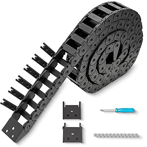 39.3 inch Carrier Drag Chain Cable Wire R18 10x15mm (Inn H x W) Plastic Black Open Type for CNC Router Mill and 3D Printer,Wire Carrier Cable with 1 Pair Connectors,1pc Screwdriver,12 Screws
