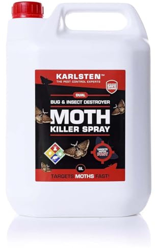Karlsten Carpet & Clothes Moth Killer – Fast-Acting Insect Treatment Spray – Eliminates Infestations Quickly – Powerful Pest Control Solution – 5 Litre Size for Home & Commercial Use