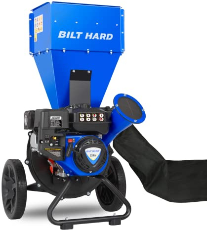 BILT HARD Wood Chippers Gas Powered - 7.5 HP 224cc Gas Powered Shredder, 2 in 1 Multi-Function Heavy Duty, 3 Max Wood Diameter Capacity with Collection Bag