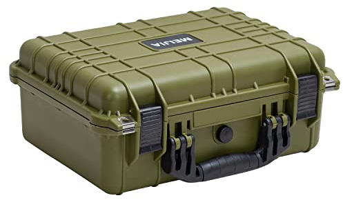 MEIJIA All Weather IP67 Waterproof Hard Protective Case,Hard Camera Case with Customizable Foam,Perfectly Protection of Camera, Drones, Pistols, Equipments,15.98x12.99x6.85inches (Green)