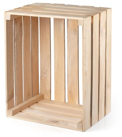 PINEEA Holzkiste Groß - Obstkiste Holz - Deko Weinkiste - 1 Stück Natur Vintage Holzbox 50x40x30