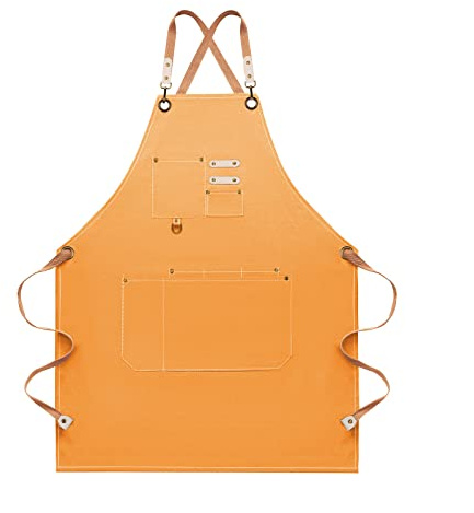 Dulabi Apron, Adjustable Chef Apron for Women and Men with Large Pockets, Cooking Kitchen Apron with Back Straps