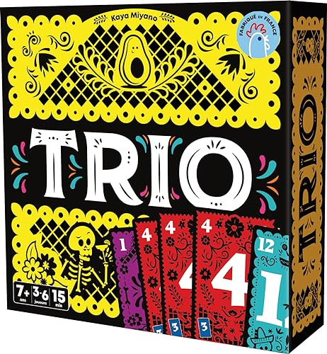 Asmodee - Trio - Jeu de Cartes Made in France - Récompensé As d'or 2024 - Jeux de Société pour Famille et Enfants dès 7 Ans - Déduction et Mémoire - 3 à 6 Joueurs - 15 Min - Version Française