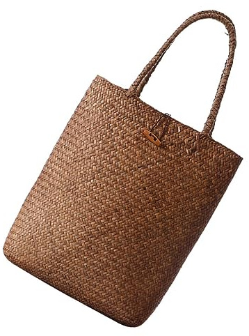 TOPPERFUN Bolso De Paja Tejido a Mano Bolso De Mujer Tejido Grande Y Cuadrado 23.62 Pulgadas Natural De Playa Capazo Para Verano Compras Viajes Y Uso Diario