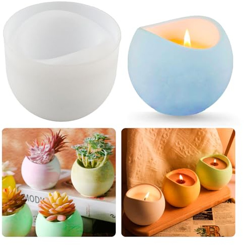 Tuxuzal Silikonform Blumentopf Gießform Kerzenhalter Teelichthalter Beton Silikon Dose Epoxidharz Kerzenglas Form DIY Teelicht Pflanzgefäße Form, Lazhu-MJ103