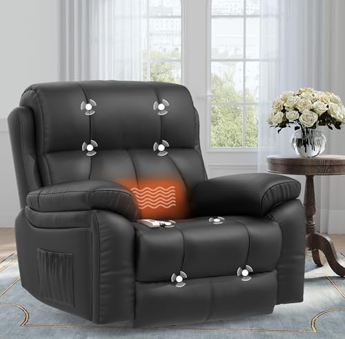 BareTay Lift Chair Recliners for Elderly, Recliner Chair with Massage&Heat, Extended Footrest, Oversized Recliners Armchair Lounge Sofa with Type C+USB Ports, Foldable Drink Holders, Dual Side Pockets