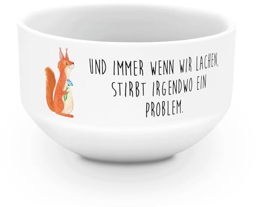 Mr. & Mrs. Panda Schüssel Eichhörnchen Blume - Geschenk, frühstücksbowl, Tiermotive, Dessertschüssel, Spruch Positiv, Motivation Sprüche, Obstschale, Lachen, Müslischale, Spaß, schälchen, Eichhorn