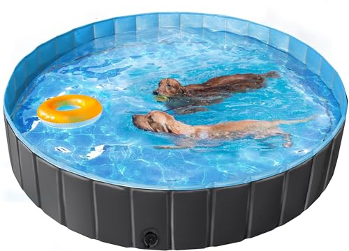 Yaheetech Hundpool 180 x 30 cm - Vikbar Hundplaskdamm, Badkar, Vattenbassäng, Svart