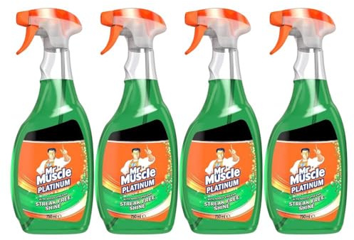 Mr Muscle Window & Glass Cleaner with Added Vinegar Streak Free Shine 750ml 4 Pack with Welari Thank You Card | 4 Pack | 4 x 750ml