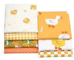 CraftsFabrics Lot de 7 coupons de tissu en coton Motif petit canard 50 x 40 cm | Tissu de couture pour bébé pour matelassage, literie, coussins et travaux manuels