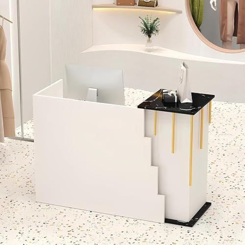 Moderner Empfangstisch mit abschließbaren Schubladen und stilvoller Theke, ideal für Büro, Salon oder Einzelhandel