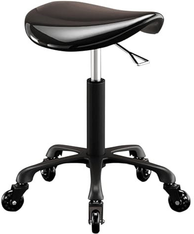 JAVPTAV Sattelhocker mit Rädern, ergonomischer hydraulischer Drehhocker, höhenverstellbar, for Klinik, Zahnarzt, Schönheitssalon, Tattoo, Heimbüro(Black)