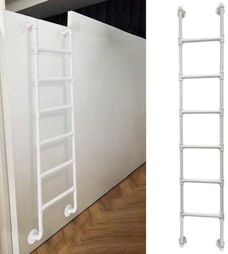 AYVADA Notausstiegsleiter für Kellerfenster, 100–300 cm, Feuerleiter zur Wandmontage, Metall-/Eisenhöhe, Einstiegsleiter für Dachboden, Wohnheim, Bibliothek, Etagenbett, Terrasse, Wohnmobil (128 cm