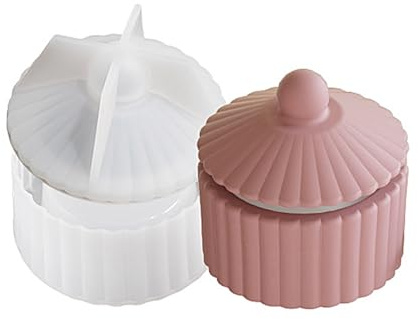 Moldes de resina con tapa, molde de silicona, contenedor de joyería, patrón de rayas, caja de almacenamiento para soporte de bolígrafos