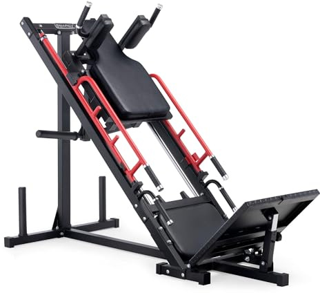 Marcy Presse à Cuisses & Squat pour Salle de Sport à Domicile Machine Double Fonction avec Système de Sécurité Mouvement Fluide Équipement Compact Charge Maximale 270 kg - Leg Press et Hack Squat