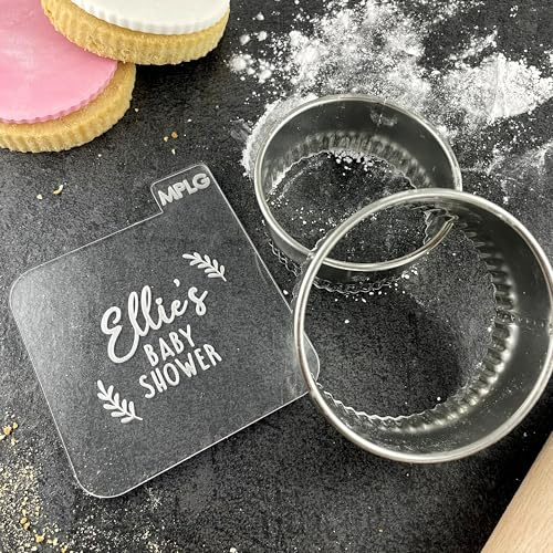 Personalised Baby Shower Icing Stamp Fondant Embosser Stamp for Biscuits, Cookies, Cupcake Topper Decorations Stencil for Baby Shower (60mm)