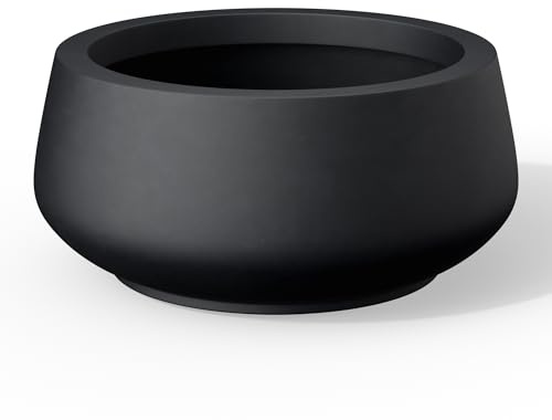 Kante Maceta, hormigón, Negro, 16.9 Pulgadas de diámetro