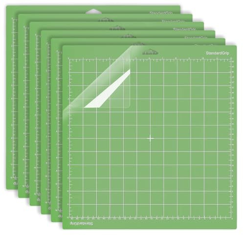 6 Pack Smart Cutting Mat 12x12 Inch for Cutting Machine, Light/Standard/Grip/FabricGrip Cut All The Essentials, Portable Design from Delicate Paper to Heavier Specialty Materials