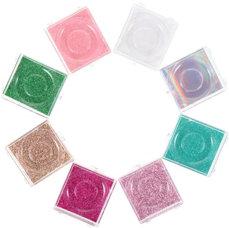 BATHVEVE 8st Transparent Plastlådor För Lösögonfransar Med Glittrande Lätt Och Portabel Förvaring Franstillbehör