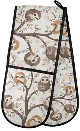 Quteprint Maniques doubles matelassées pour cuisine, barbecue, barbecue et micro-ondes - Résistants à la chaleur - 17,8 x 88,9 cm - Avec boucle de suspension