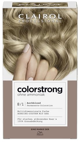 CLAIROL PROFESSIONAL colorstrong dauerhafte, multidimensionale Haarfarbe ohne Ammoniak - mit stärkendem AHA-Bonding-System - 8/1 Aschblond