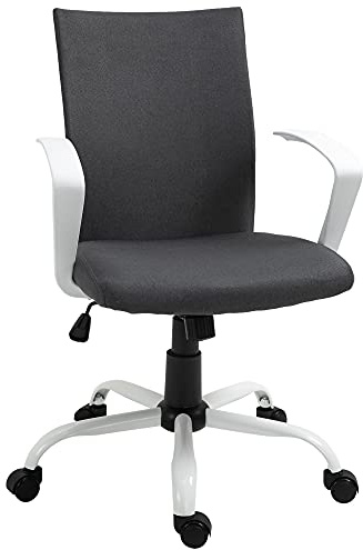 Vinsetto Sedia da Ufficio Ergonomica a Dondolo, Sedia da Studio Girevole, Poltrona Scrivania con Altezza Regolabile in Tessuto, 61x61x89-99 cm, Grigio Scuro