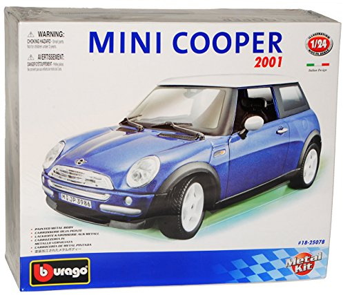 alles-meine.de GmbH Mini New Mini R50 Blau 1. Generation 2001-2006 Bausatz Kit 1/24 Burago Modell Auto mit individiuellem Wunschkennzeichen
