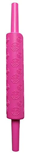 Rouleau à pâtisserie en polypropylène avec motif cœur et fleur - Rose rouge
