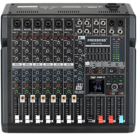 DJ Mixer Controller ADM-TX104 10 Channels 7-Band Graphic EQ 99 DSP Effects USB Play and Record 2 AUX Bluetooth Professioan Audio Mixer for Streaming/Podcasting/Gaming, Phone, Computer